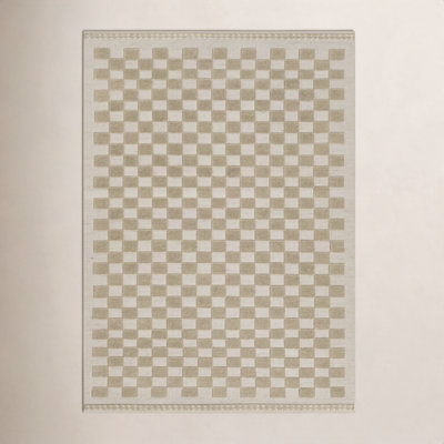 Tapis beige / brun clair en laine tissé à plat à la main Azle