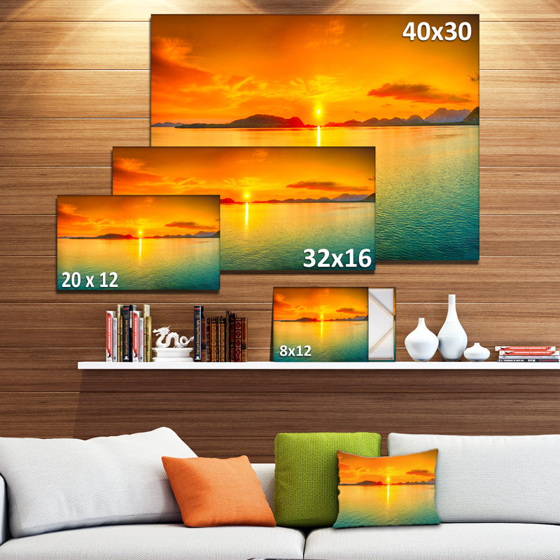 Paysage paysage coucher de soleil, reproduction de photo sur toile - coucher de soleil, H 16 po x l 32 po