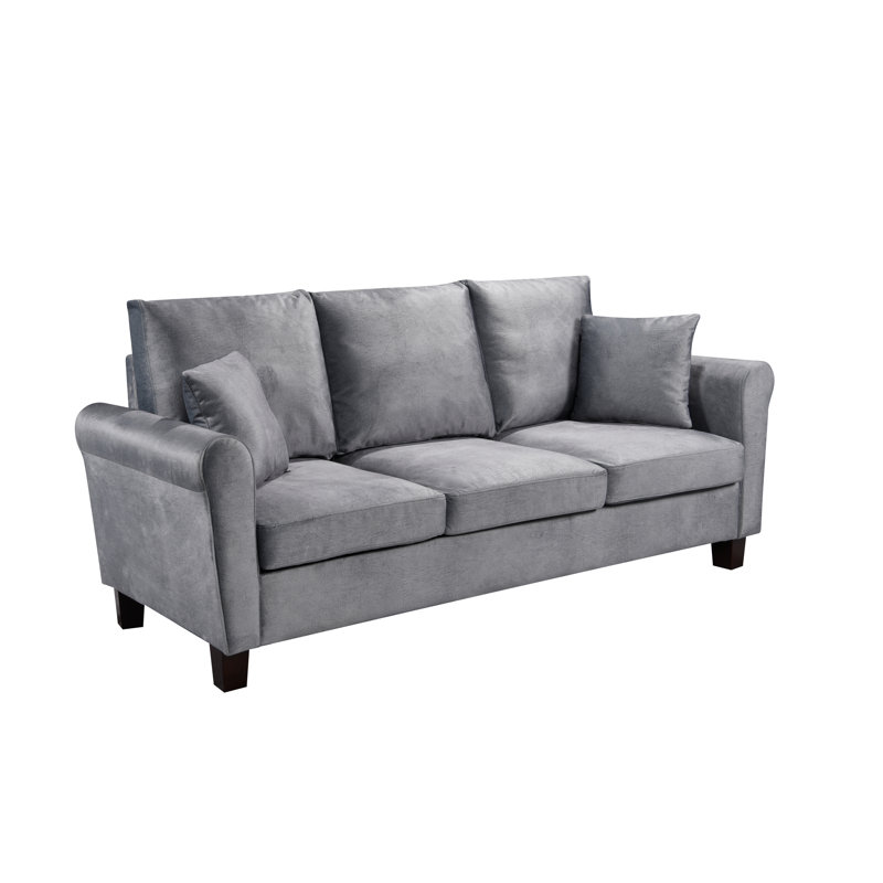 Materan 3 Seater Velvet Sofa, Grey