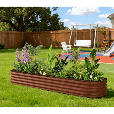 Metal Planter,Metal Planter Box With Safety Edging,Galvanized Raised Garden Bed Kit