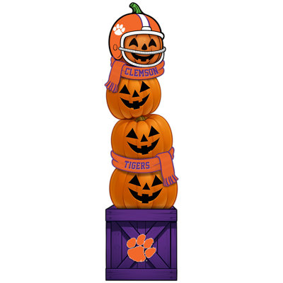 Clemson University Pumpkin Stacked Leaner With Helmet