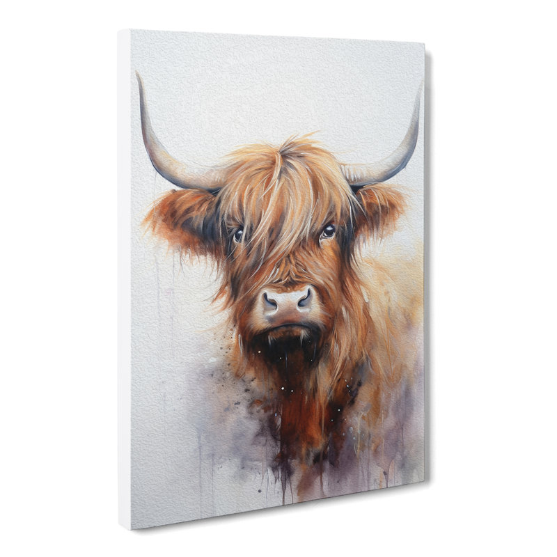 Highland Cow Tachisme - Wrapped Canvas, 50cm H x 35cm W x 3cm D