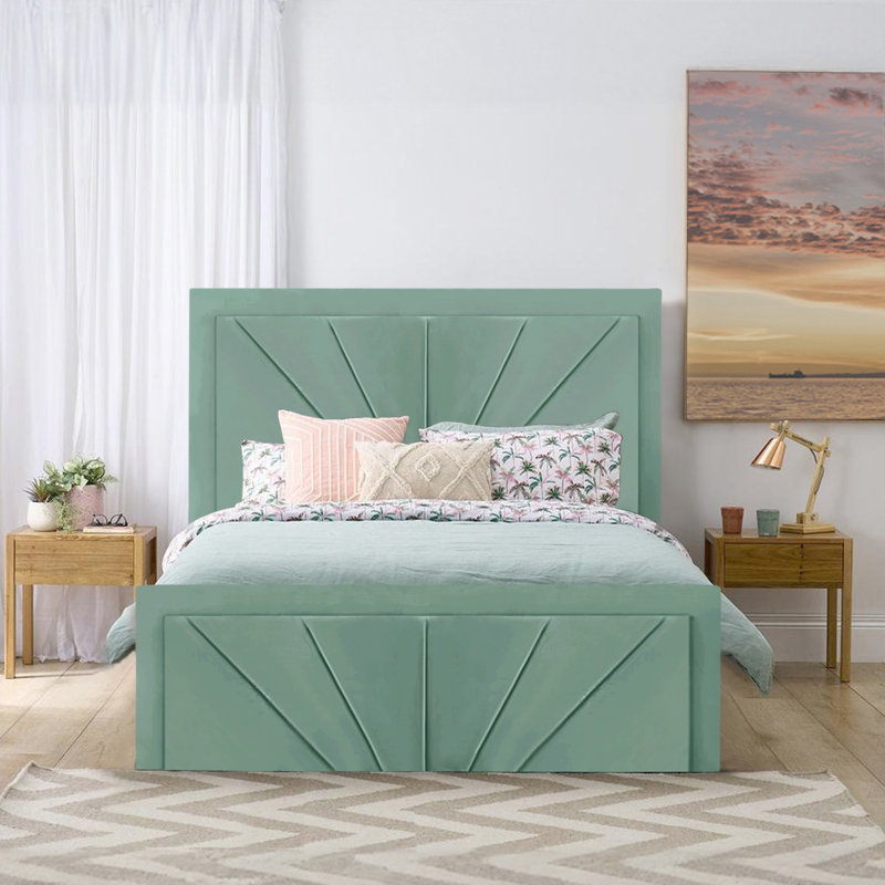 Upholstered Ottoman Storage Bed, Double (4'6), Duck Egg