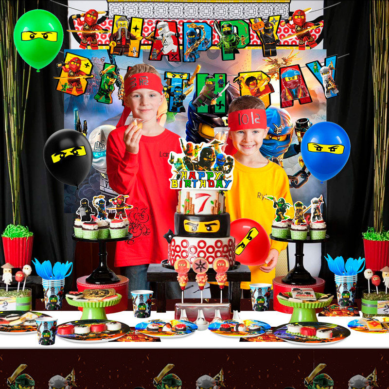 Anniversaire Ninjago, 112 pièces décorations de fête Ninjago
