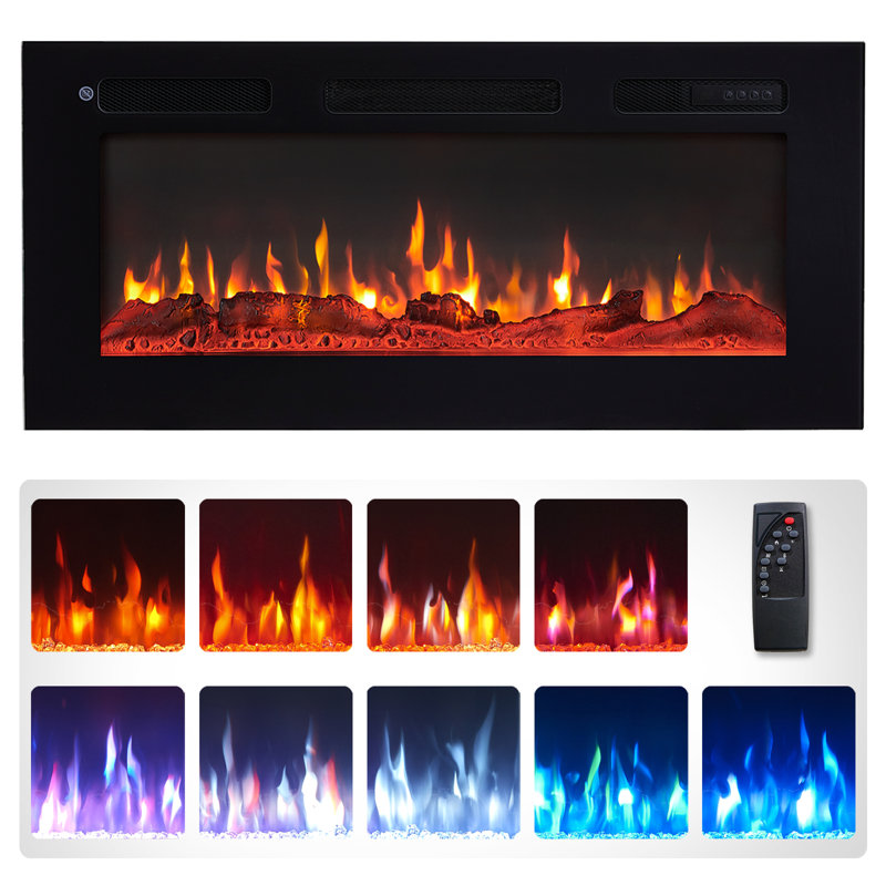 WILTON FLAMEKO Black Electric Fireplace, 43cm H x 92cm W x 14cm D
