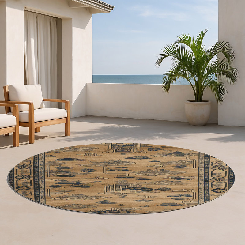 Tapis intérieur et extérieur ArtDeco, Rond 5 pi
