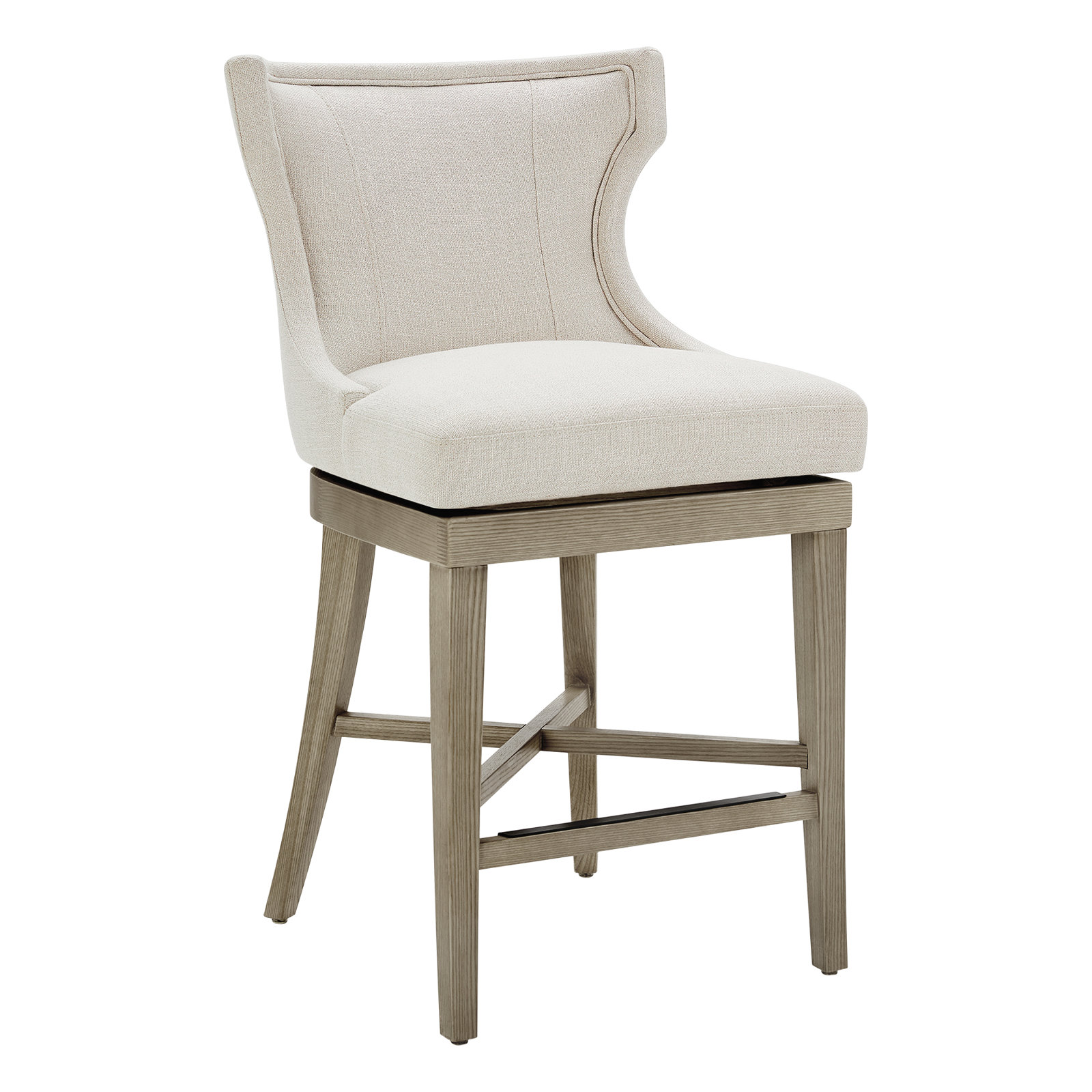 Willow Upholstered Swivel Barstool, Effie Linen Performance Linen