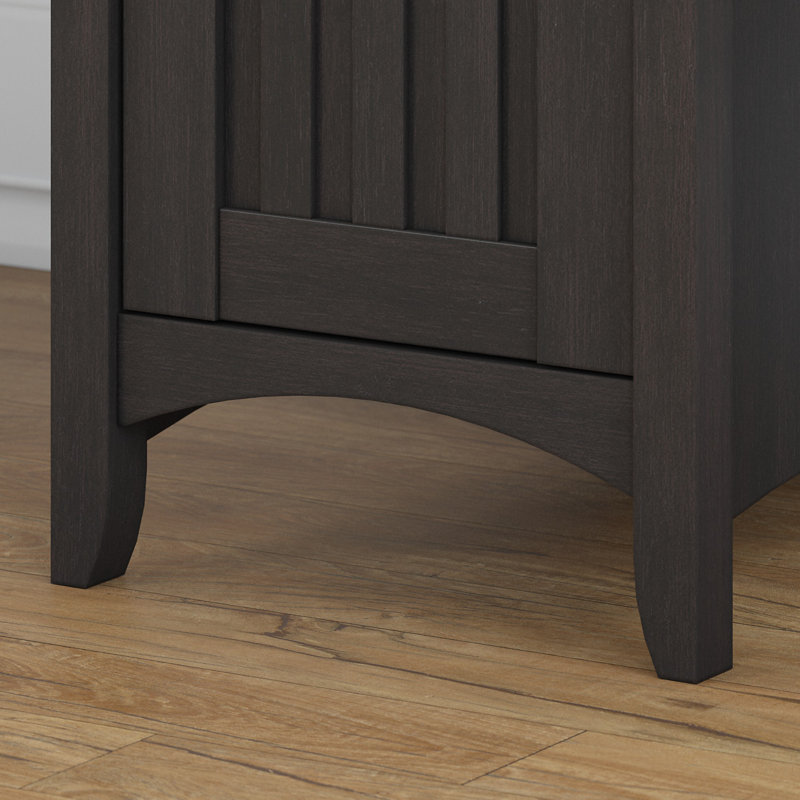 60W L Shaped Desk with Storage in Vintage Black, Vintage Black