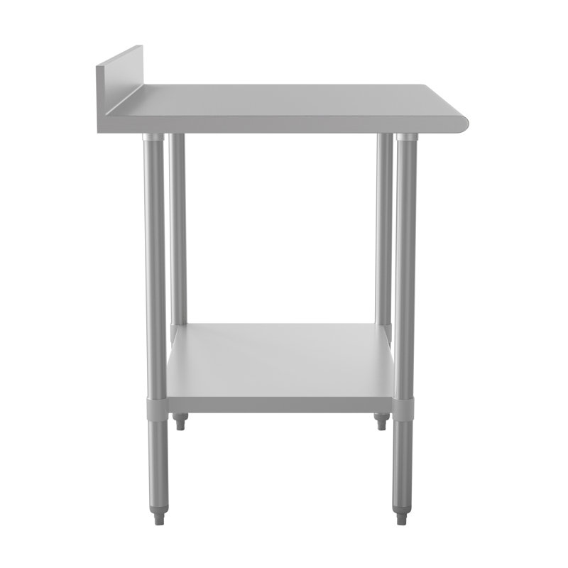 Commercial Stainless Steel Kitchen Prep Table with Adjustable Shelf and Backsplash