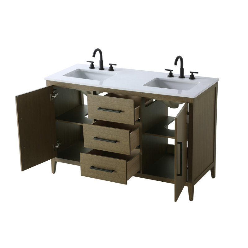 Meuble-lavabo double 54 po, Brun châtaigne
