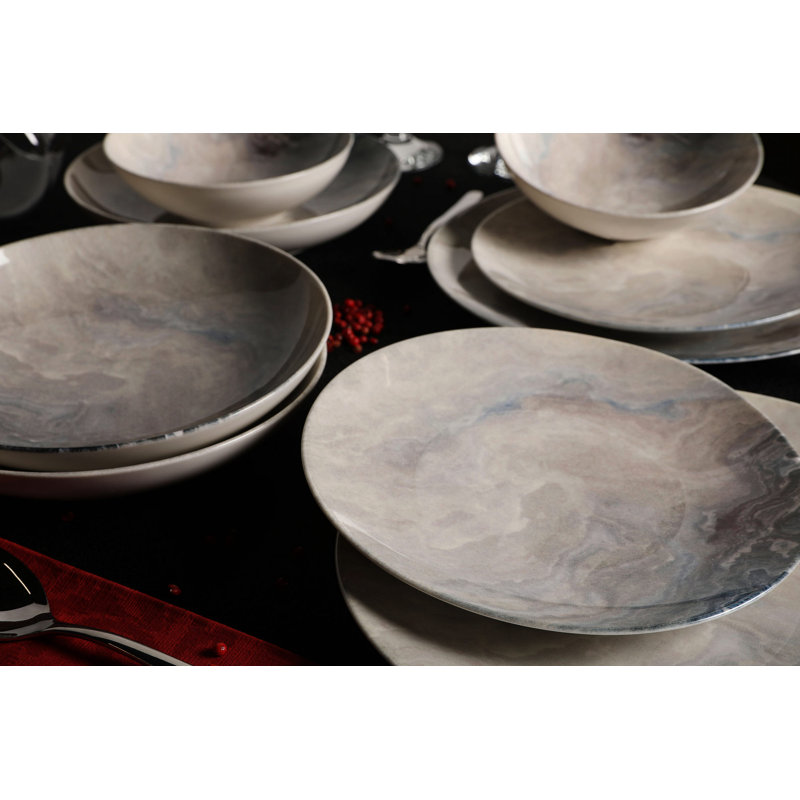 Narbonne Piece Porcelain China Dinnerware Set - Service for 6