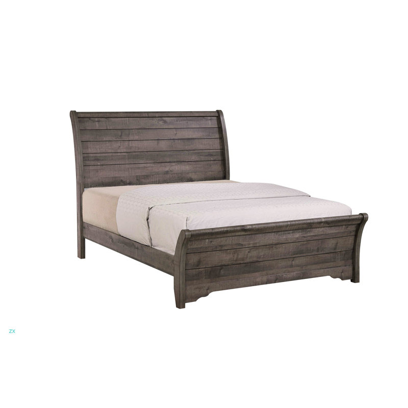 Lit de traîneau très grand au design contemporain 1pc, Gris, Très grand lit