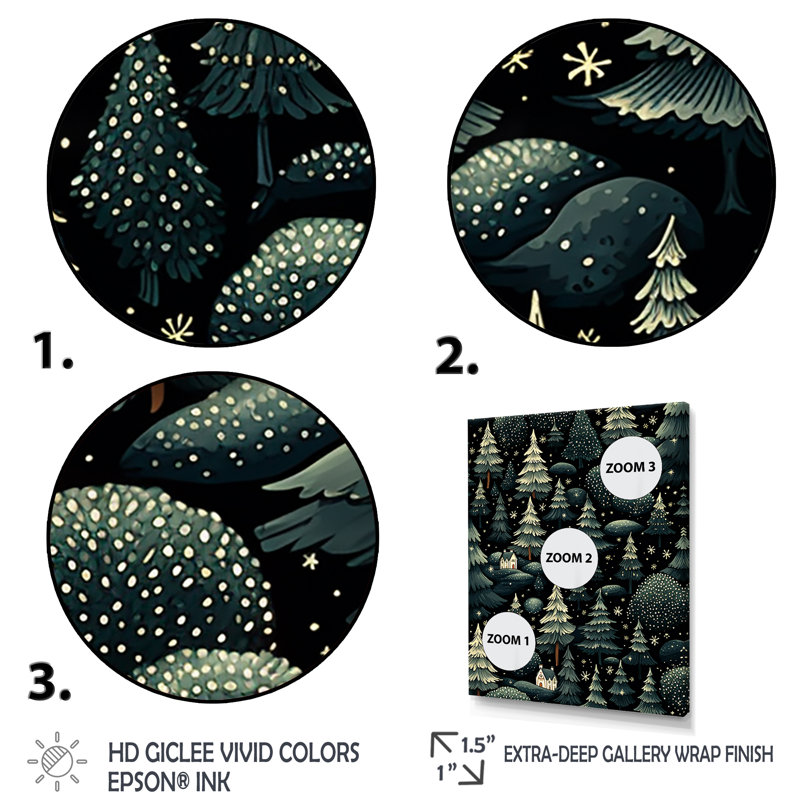 Motif de sapin de Noël I - Pin Art mural, Cadre flottant noir, H 44 po x l 34 po x P 1,5 po