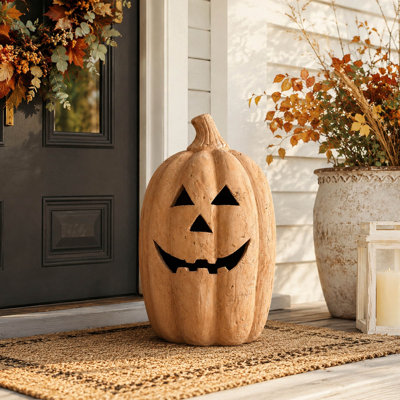 Handmade Terracotta Jack O' Lantern Pumpkin Decoration