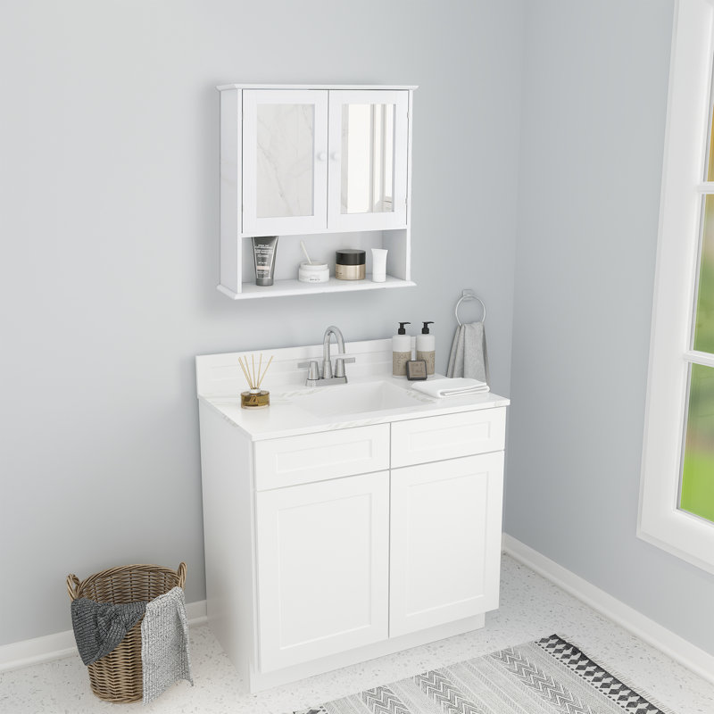 Étagère de salle de bain murale avec miroir H 21,85 po H 22,83 po Chanlee