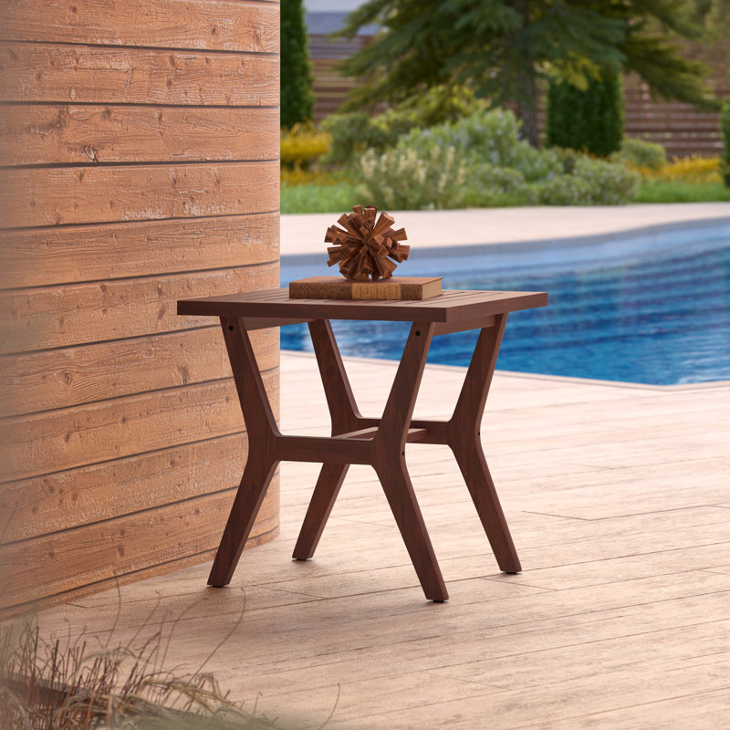 Minhaj Square Eucalyptus Outdoor Side Table , 22'' in. W 22'' in. D