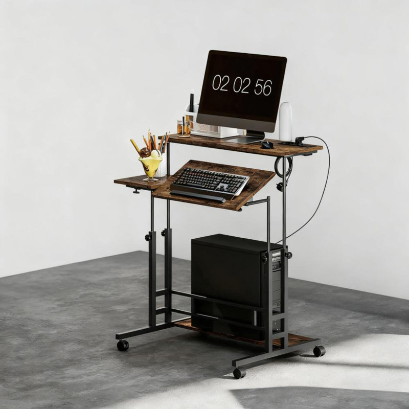 Bureau debout réglable réglable avec structure en acier, conception moderne pour la maison
