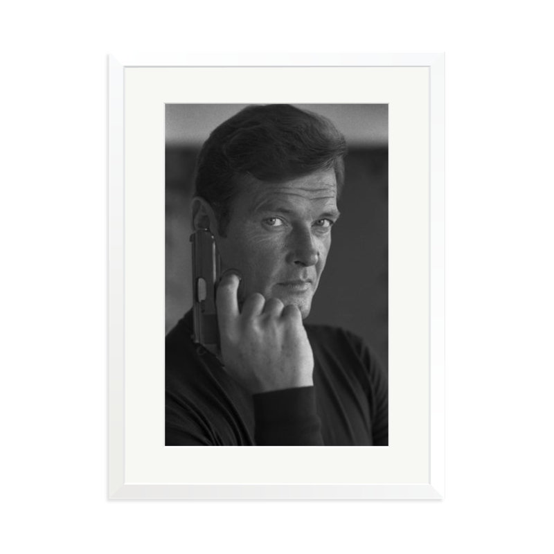 Roger Moore, December 1972, White, 31" H x 23" W