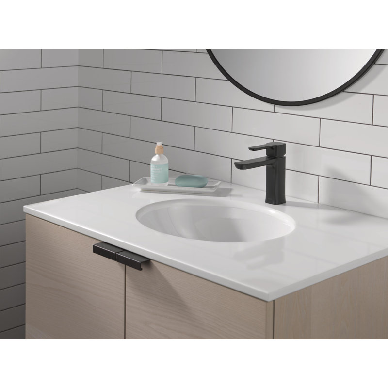 Modern Single Hole Bathroom Faucet with Drain Assembly, Single Handle Bathroom Sink Faucet, Matte Black