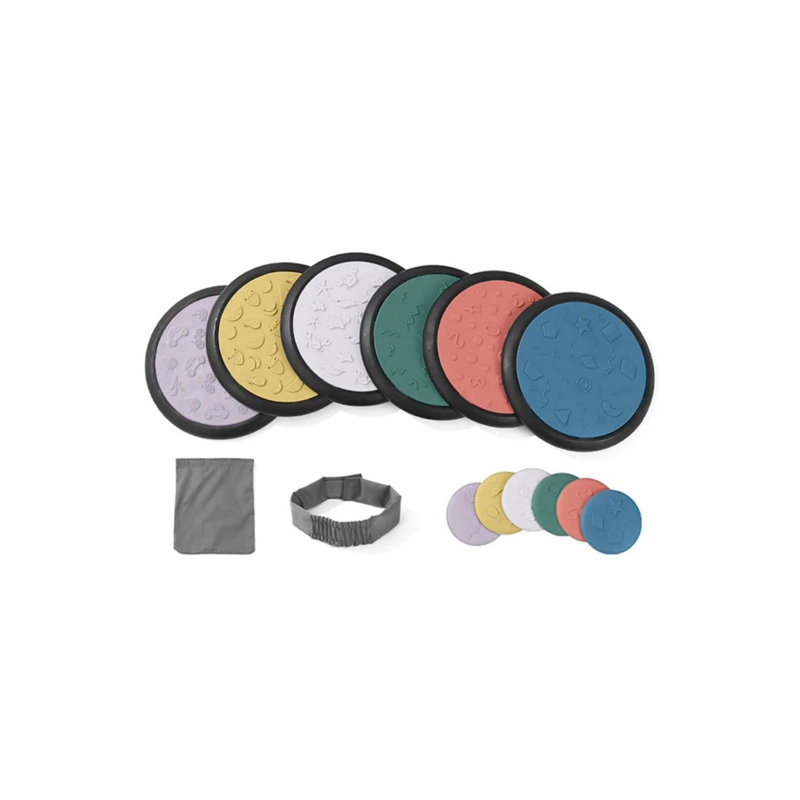 Jeu de tuiles sensorielles Kore Design - ensemble de 6 grandes et 6 petites couleurs assorties, pastel, Rose / Beige / Blanc