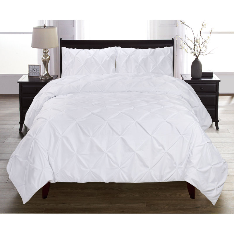 Ensemble de housse de couette glam en microfibre de trois articles, Blanc, Simple