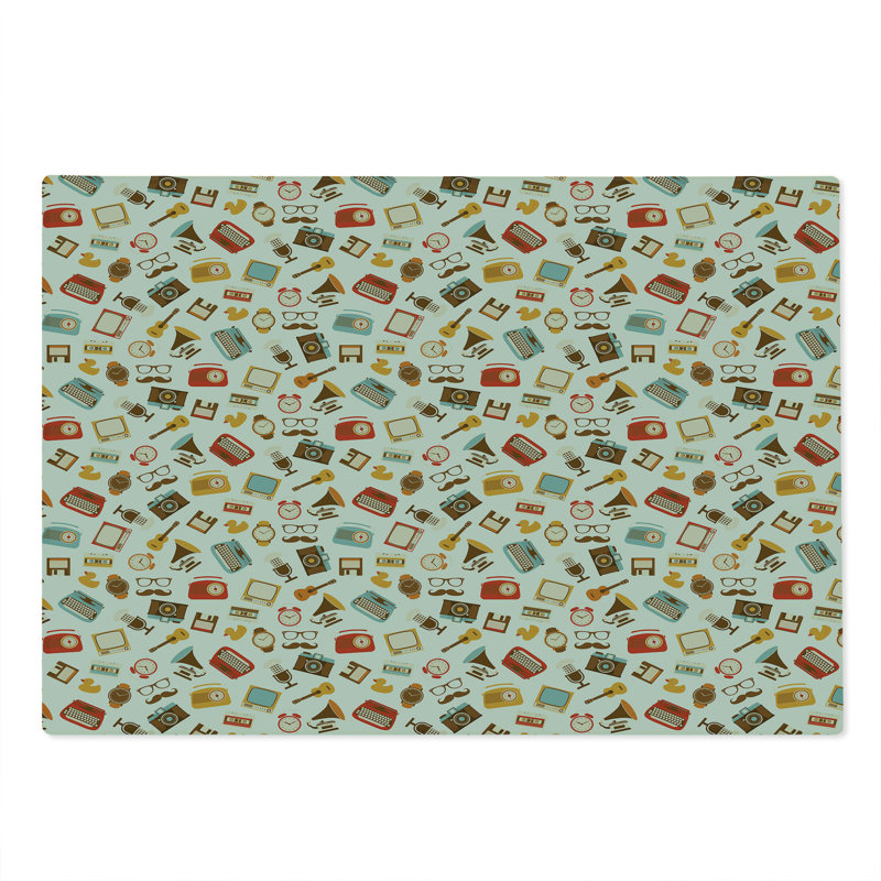 Ambesonne Vintage Cutting Board Large Nostalgic Retro Multicolor