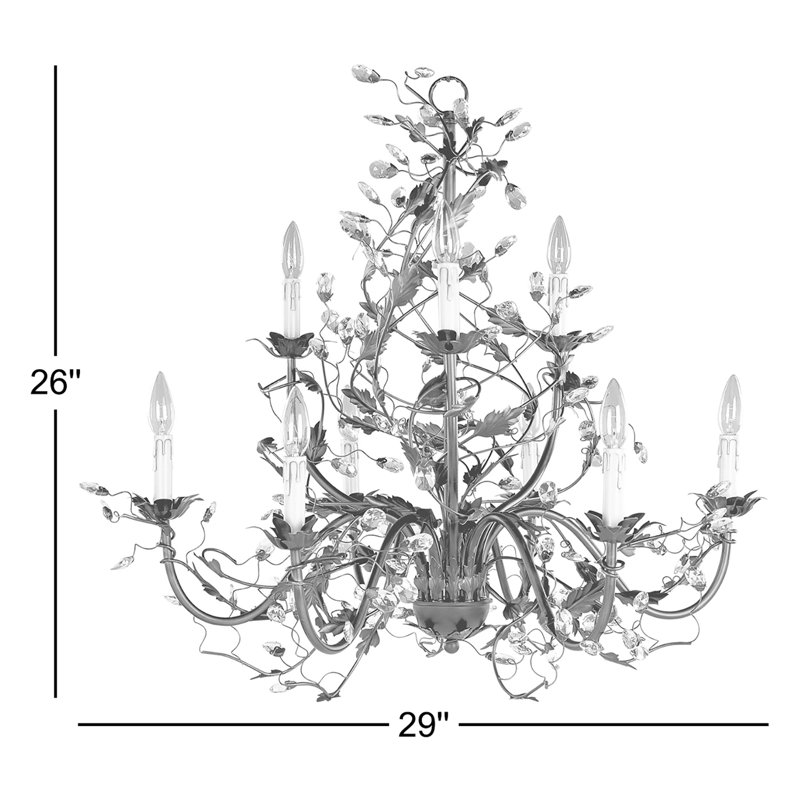 Mair 29" W 9-Light Crystal Tiered Chandelier, Etruscan Gold