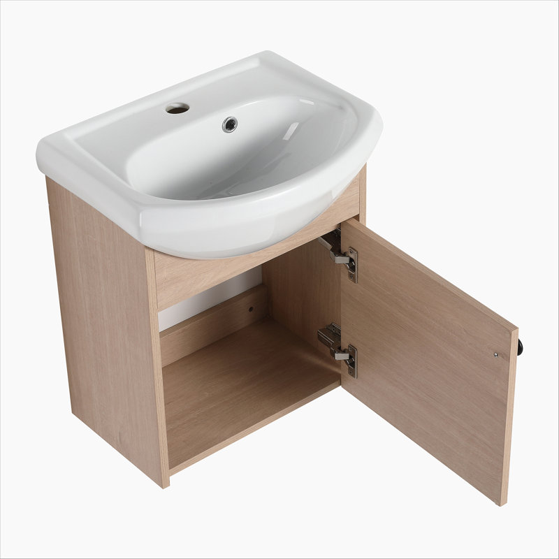 Petit meuble-lavabo de 18 po avec lavabo en céramique, fixation murale