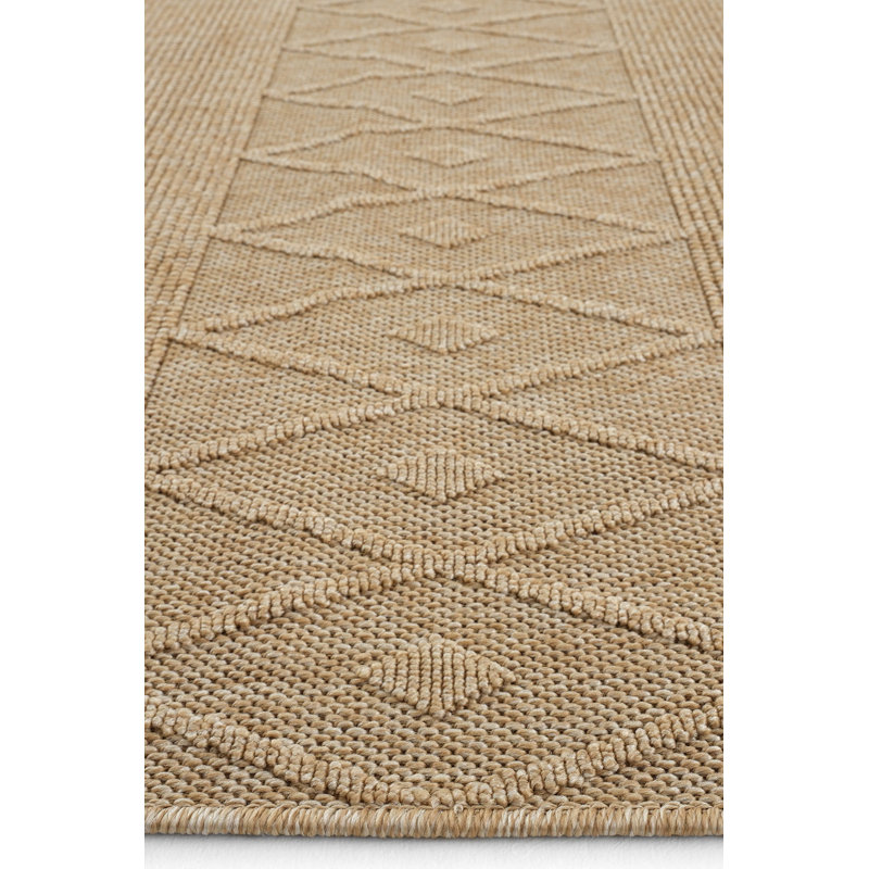 Hasir Beige Wicker Textured Cut Pile Rug, Rectangle 3'11" x 5'11"