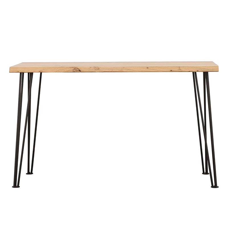 Table avec rebord et pieds noirs mats - Meuble rustique en bois