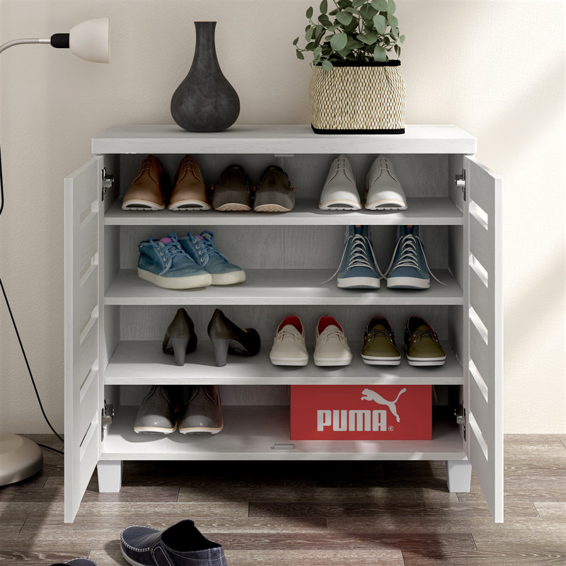 Millan 12 Pair Shoe Storage Cabinet, Sonoma White