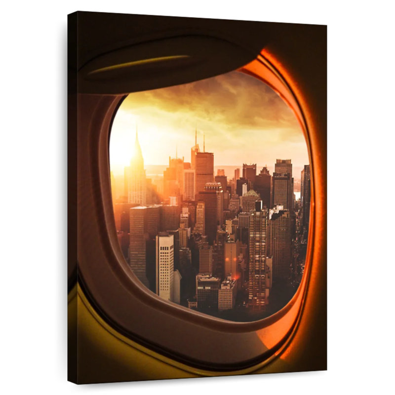 Aime Manhattan depuis une fenêtre d'avion, H 51 po x l 34 po