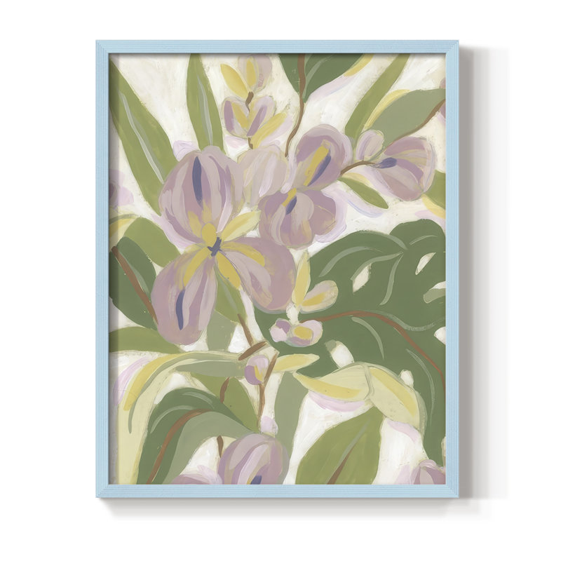 "Orchidée tropicale brossée II", H 11 po x l 9 po, Bleu