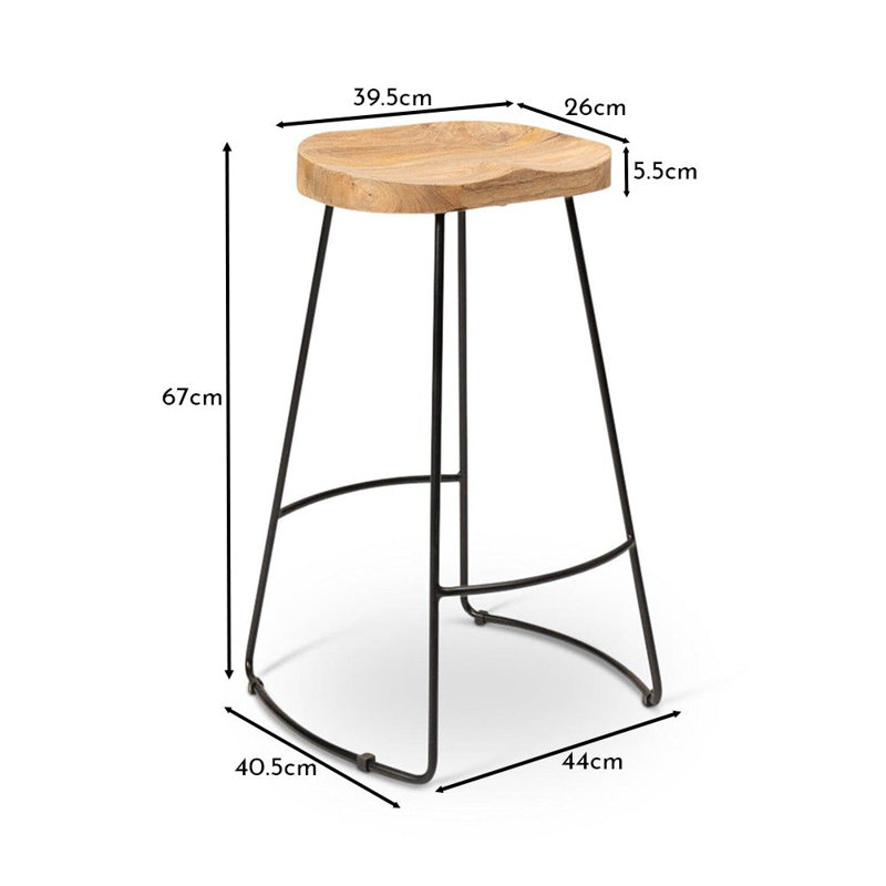 Alvada Counter Stool with Metal Frame, Natural/Black
