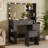 Makeup Vanity with Lights and Mirror, 41" Vanity Desk with Stool and Outlets, Lighted Vanity Table with 10 Bulbs, 3 Color Modes, 5 Drawers, Hair Dryer Holder for Bedroom-1829439741-1829439740