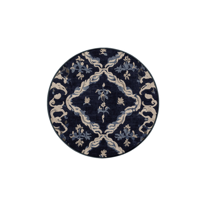 Tapis gris lavable à la machine, Rond 4 pi