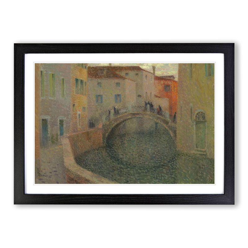 Small Canal in Venice by Henri Le Sidaner - Picture Frame Painting, Black Framed, 27cm H x 36cm W x 2cm D