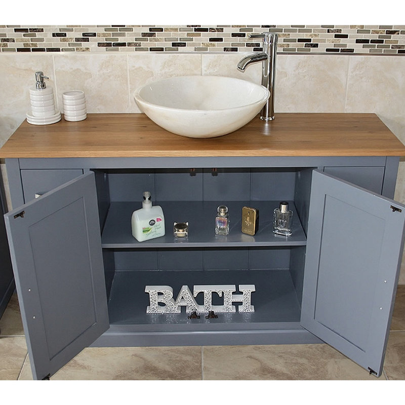 Ankara 1230mm Single Bathroom Vanity with Vessel Stone Basin, White