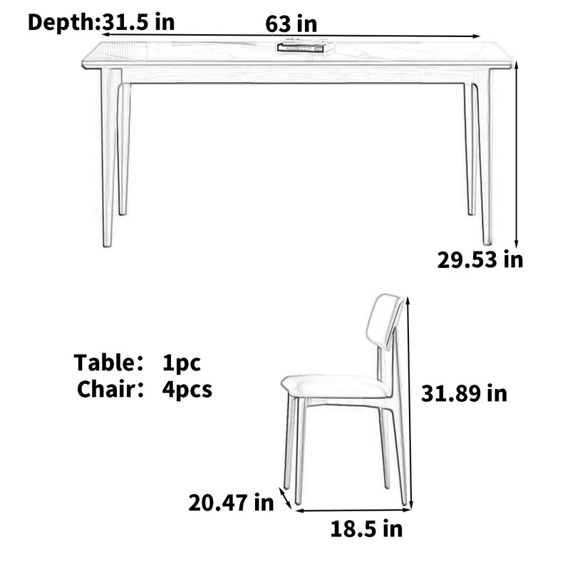 Table rectangulaire moderne de style crème moderne, H 29,53 po x L 63 po x l 31,5 po