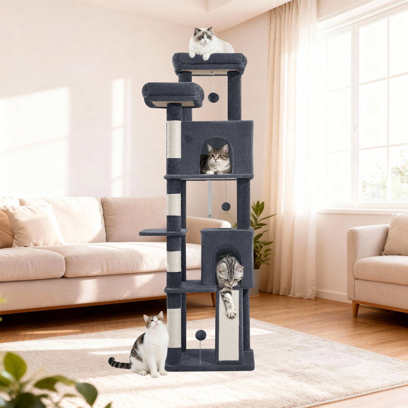 Cat Tree, Dark Grey, 50 x 50 x 178 cm