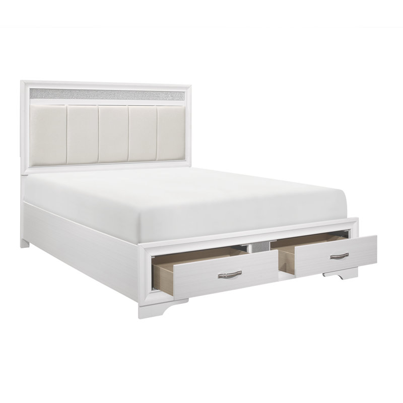 Michaela Vegan Leather Standard Storage Bed, Queen, White