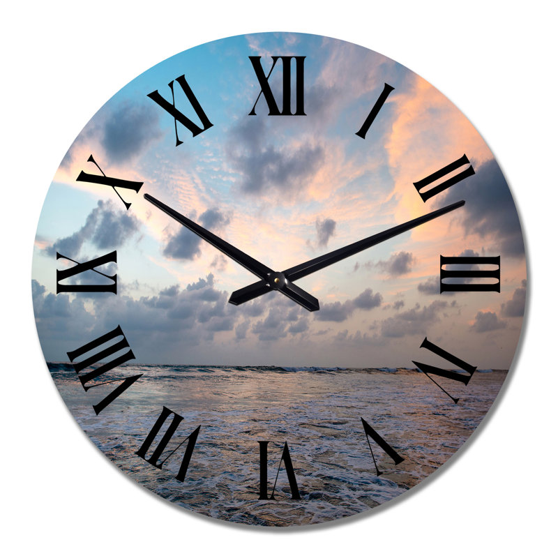 Horloge murale nautique et côtière Sunset Sky Over Calm Sea I, Grand