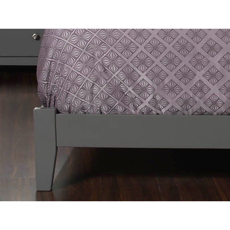 Orlando Low Profile Solid Wood Platform Bed, King, Gray