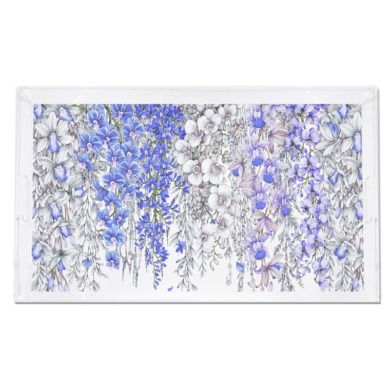 Orchid Garden Acrylic Rectangle Decorative Tray, Wisteria Lilac