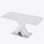 Table de salle à manger moderne carrée, extensible, plateau de table blanc + pied de table en MDF en X avec base en métal