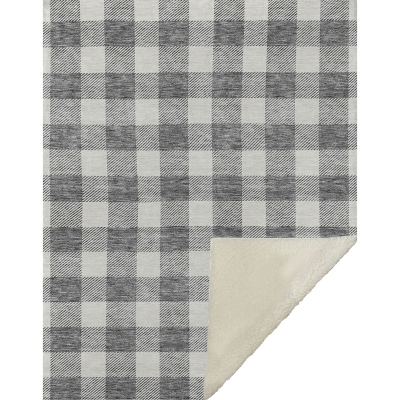 Jeté à carreaux Addison Sherpa ASB923, À carreaux, Gris