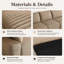Canapé modulaire en L Camel, assise profonde, tissu velours côtelé, sans assemblage, pour le salon, la chambre à coucher