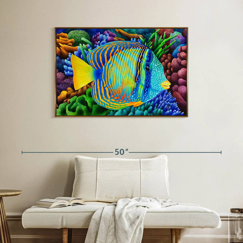 Sailfin Tang, 40 po x 27 po, Cadre flottant doré