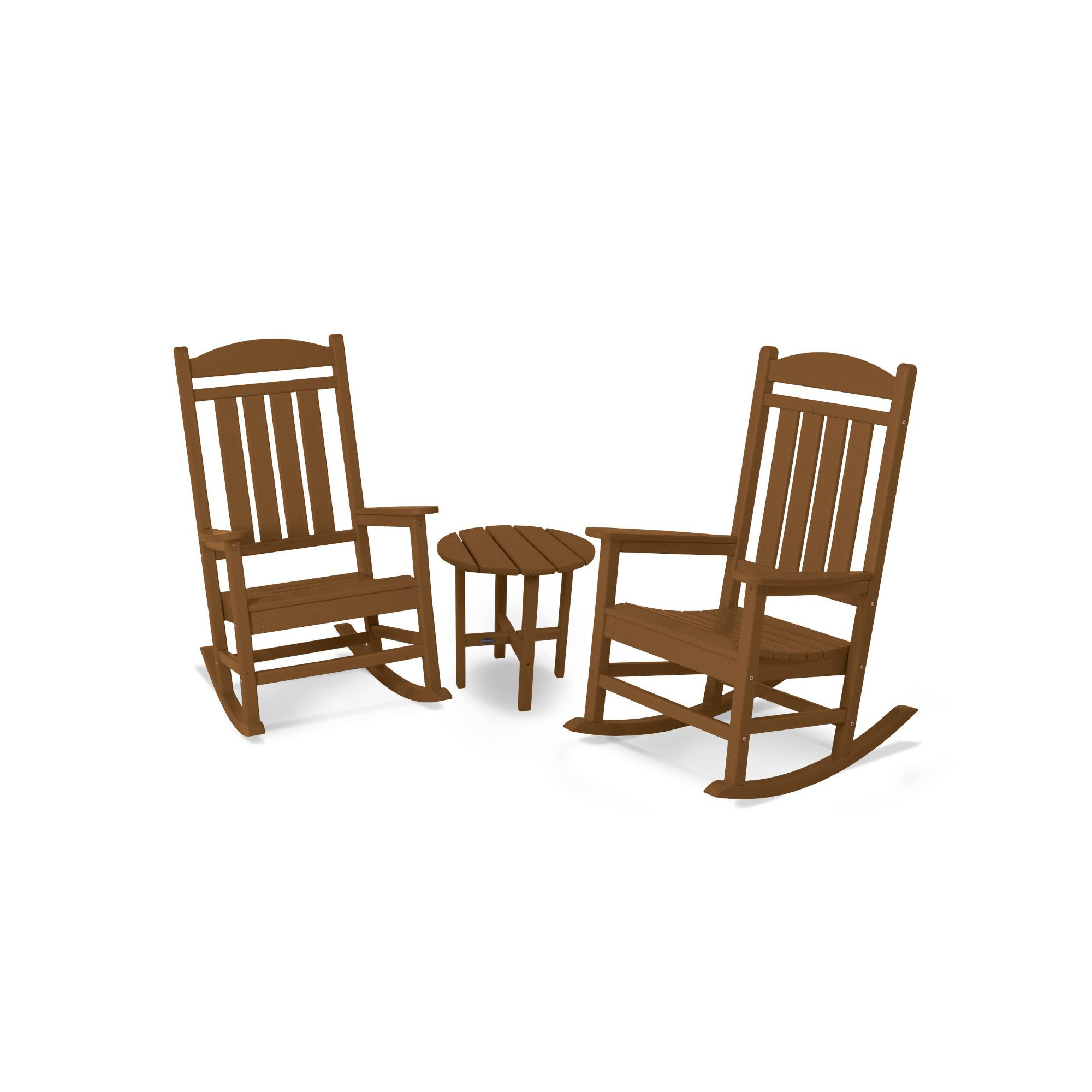 POLYWOOD Presidential 3-Piece Rocker Set, Teak