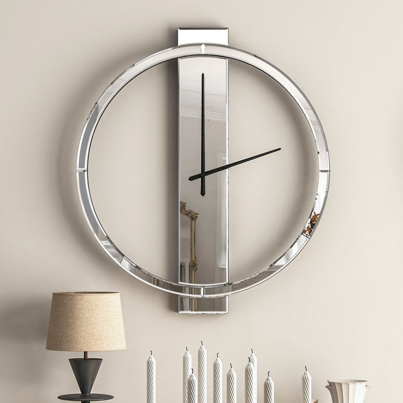 Glass Wall Clock, Silver